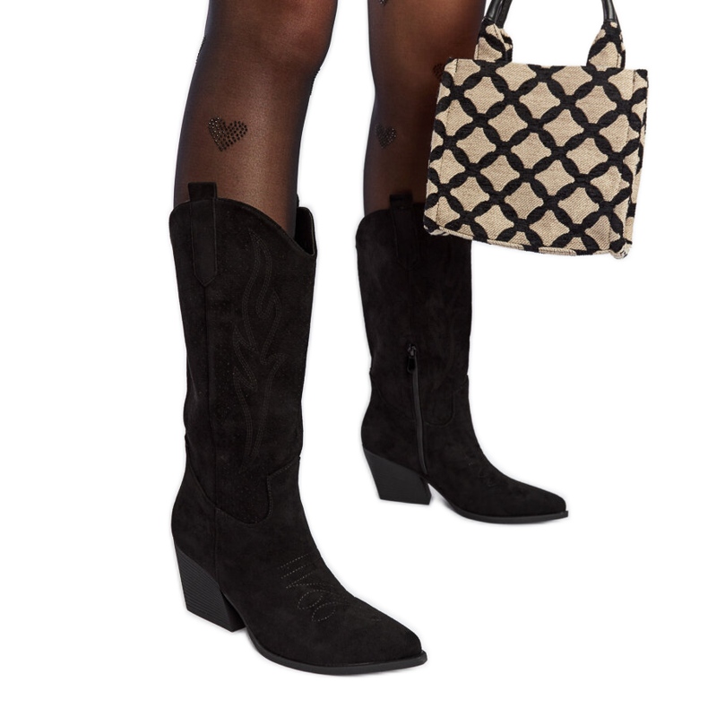 Santiags Sapri noires à talons hauts le noir