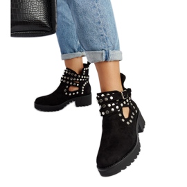 Bottines plateforme Thomas décoratives noires le noir