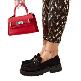 Mocassins en daim noir avec boucle à ressorts le noir