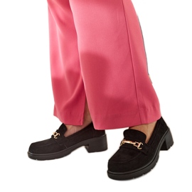 Mocassins Sherie en daim noir le noir