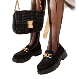 Mocassins Elenor en daim noir le noir
