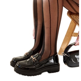 Mocassins vernis noirs avec boucle Barbara le noir