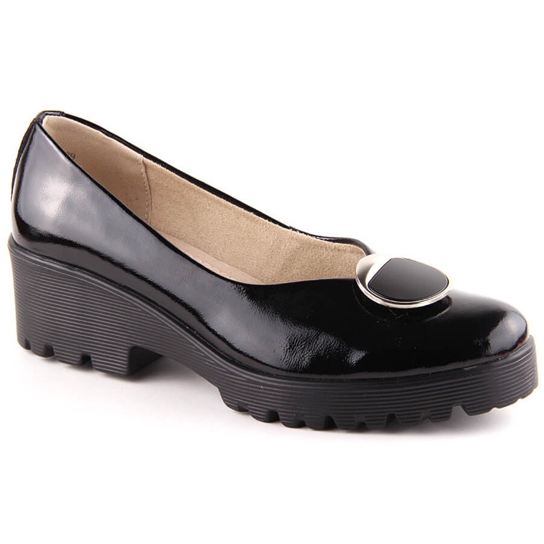 Chaussures en cuir verni pour femme avec décoration Filippo DP4569 le noir