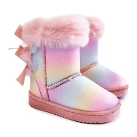 Des bottes isolées pour enfants avec des arcs, des bottes de neige multi-colorants rose Des bottes isolées pour enfants avec des arcs, des bottes de neige multi-colorants rose