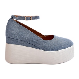 Espadrilles Compensées En Jean Pour Femme Bleu Malla