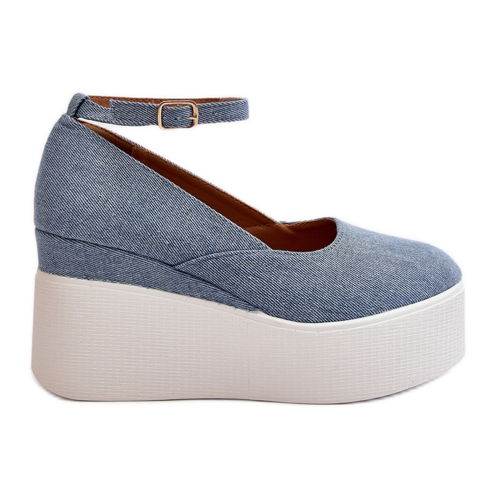 Espadrilles Compensées En Jean Pour Femme Bleu Malla