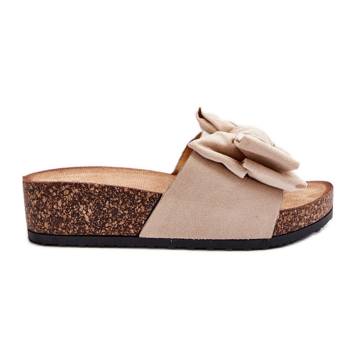 Tongs pour Femmes sur Plateforme en Liège avec Noeud, Beige Tarena