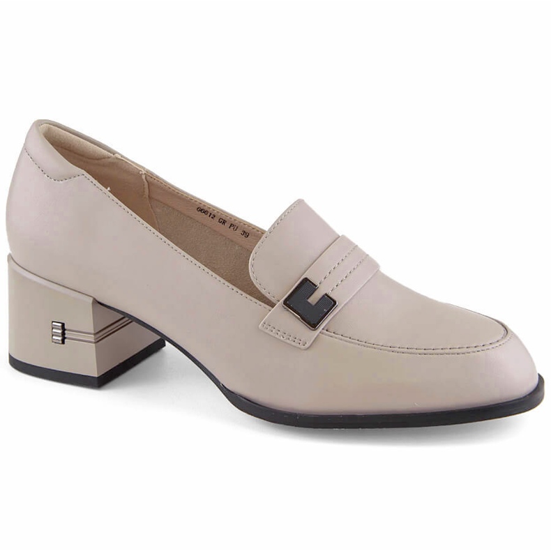 Chaussures à talons en cuir pour femmes, gris Vinceza 66612