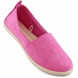 Espadrilles à enfiler en daim pour femme, rose Potocki W16009 Espadrilles à enfiler en daim pour femme, rose Potocki W16009