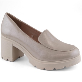 Chaussures à enfiler beiges pour femmes à talons hauts et plateforme Potocki 12040 Chaussures à enfiler beiges pour femmes à talons hauts et plateforme Potocki 12040