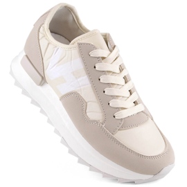 Chaussures de sport plateforme femme, beige Potocki 16311 Chaussures de sport plateforme femme, beige Potocki 16311