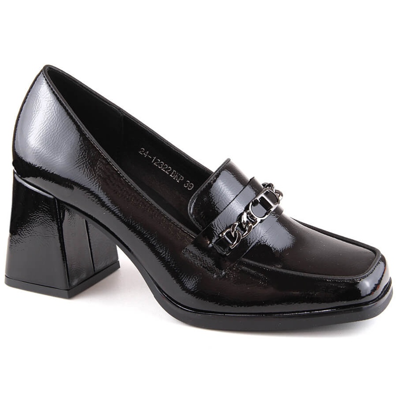 Chaussures vernies pour femmes à talon décoratif, noires Potocki 12322 beige Chaussures vernies pour femmes à talon décoratif, noires Potocki 12322 beige