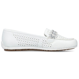 Mocassins confortables ajourés pour femmes, blanc Rieker 46885-80 blanche