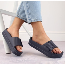 Chaussons plateforme en mousse à boucle pour femme, bleu marine Big Star NN274A665 Chaussons plateforme en mousse à boucle pour femme, bleu marine Big Star NN274A665