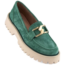 Chaussures en cuir suédé, mocassins femme Filippo DP4916 verts