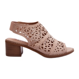Sandales à talons hauts Serapina nues ajourées beige