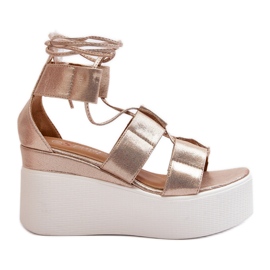 Sandales nouées dorées Helavi pour femmes