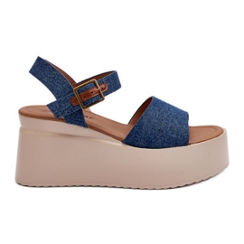 Sandales compensées en denim bleu pour femmes par Geferia