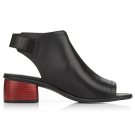 Sandales à talons hauts pour femmes confortables en cuir avec velcro Remonte R8770-01 le noir