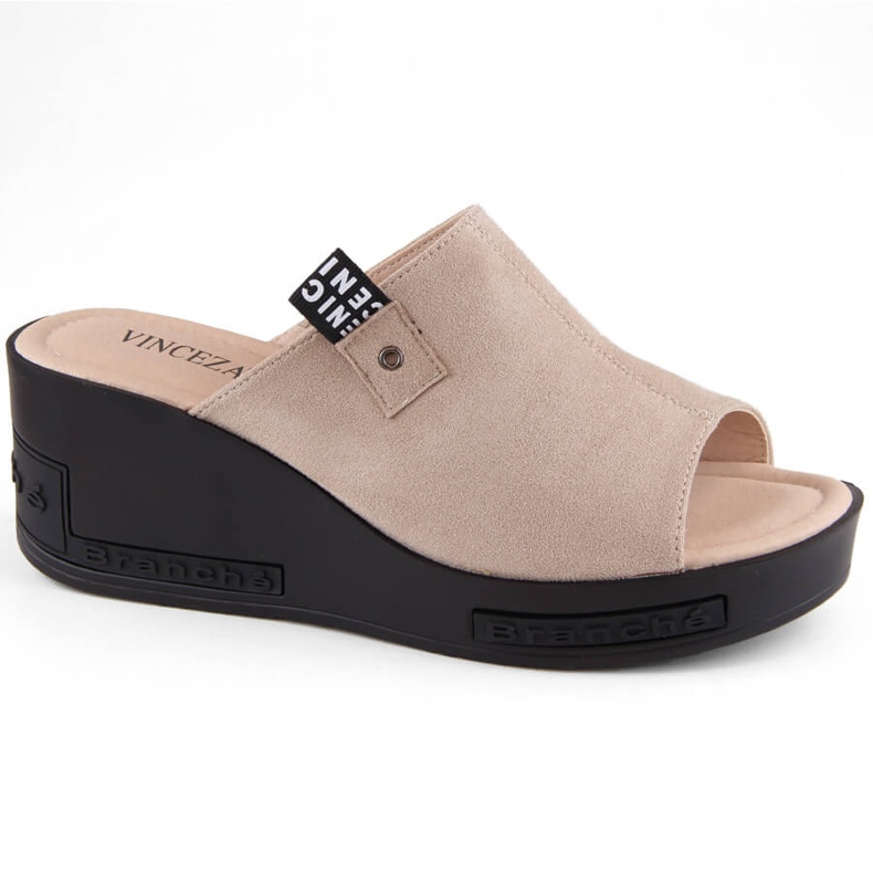 Chaussons compensés en daim femme beige Vinceza 58291 Chaussons compensés en daim femme beige Vinceza 58291