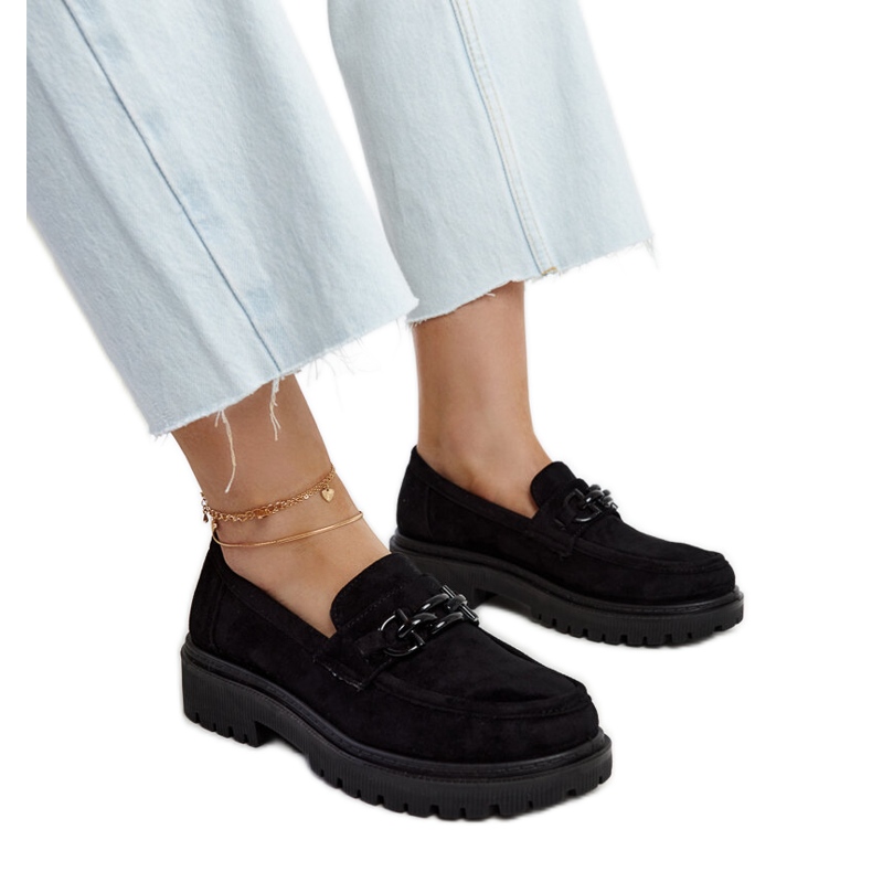 Mocassins en daim noir avec boucle Lyle le noir