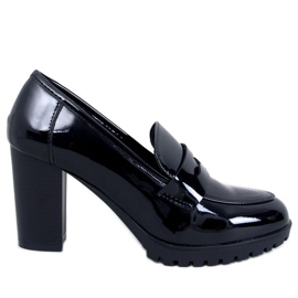 Jeffis Mocassins à talons vernis noirs
