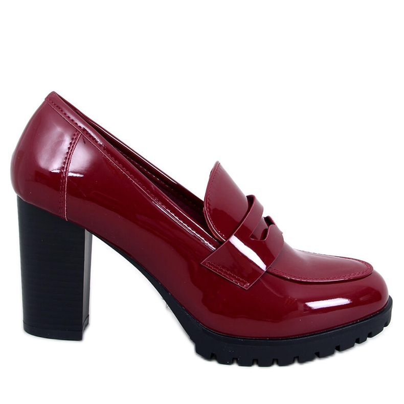 Mocassins à talons vernis Jeffis Wine Red rouge