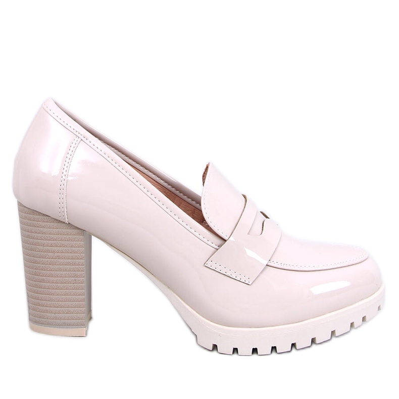 Jeffis Mocassins à talon vernis beige