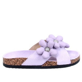 Tongs en liège avec fleurs coussin Charss Purple violet