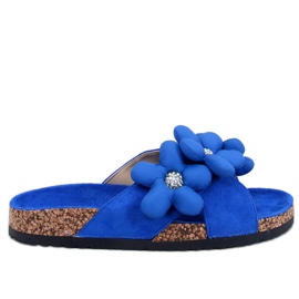 Tongs en liège avec fleurs coussin Charss Blue bleu