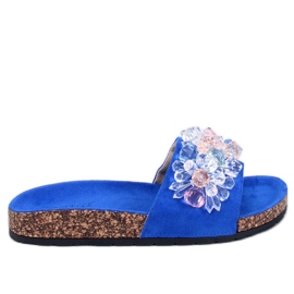 Tongs en liège avec pierres Maliv Blue bleu