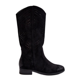Vinceza Bottines Mi-mollet Ajourées Noir Kleorelia le noir