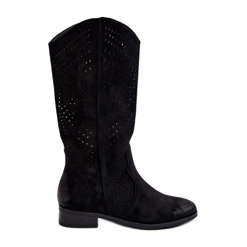 Vinceza Bottines Mi-mollet Ajourées Noir Kleorelia le noir