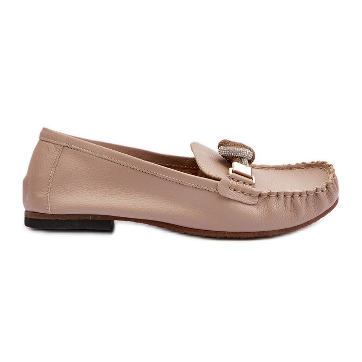 Mocassins En Cuir Pour Femme Avec Décoration Laura Messi 2761 Beige