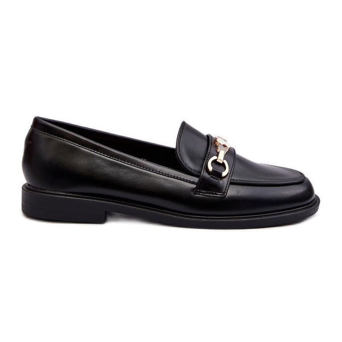 Mocassins en cuir écologique à talon plat pour femmes Noir Vimedia le noir
