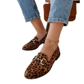 Mocassins léopard avec strass Marija beige