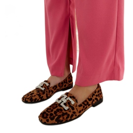Mocassins léopard ornés de zircons Sanny brun Mocassins léopard ornés de zircons Sanny brun
