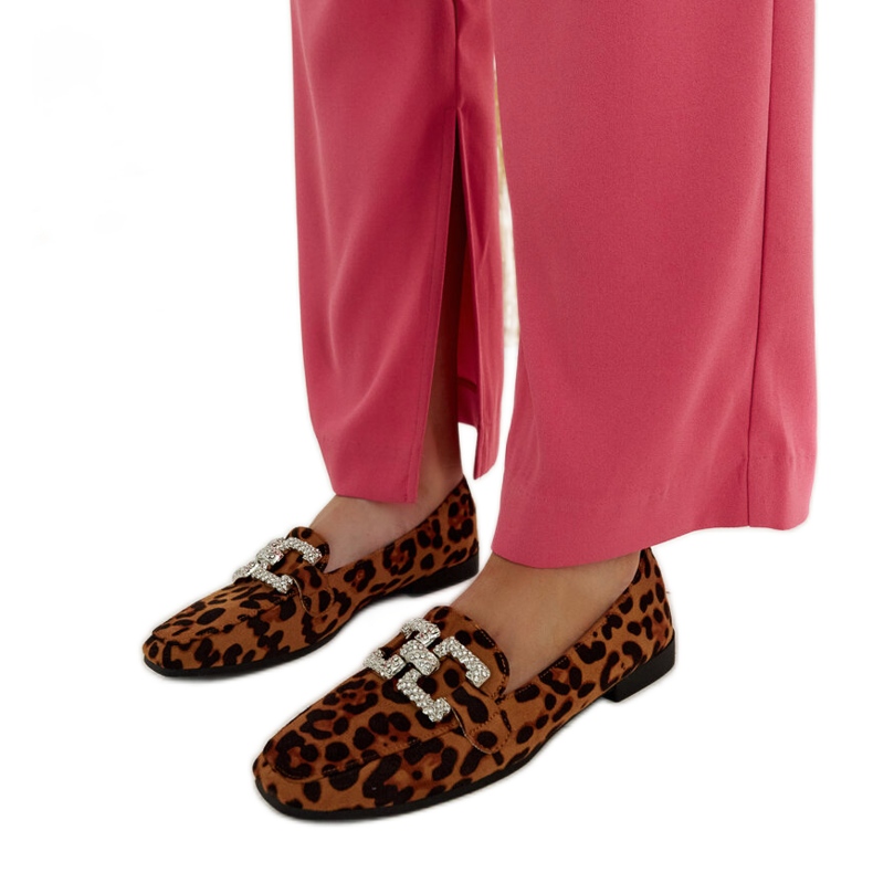 Mocassins léopard ornés de zircons Sanny brun Mocassins léopard ornés de zircons Sanny brun