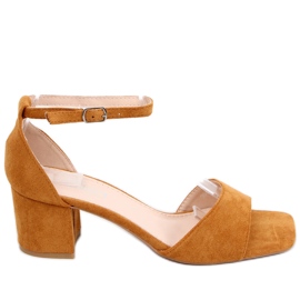 Sandales femme à talon, daim Silence Camel brun