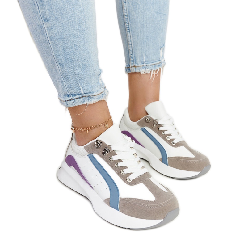 Baskets multicolores sur la plateforme Taima blanche