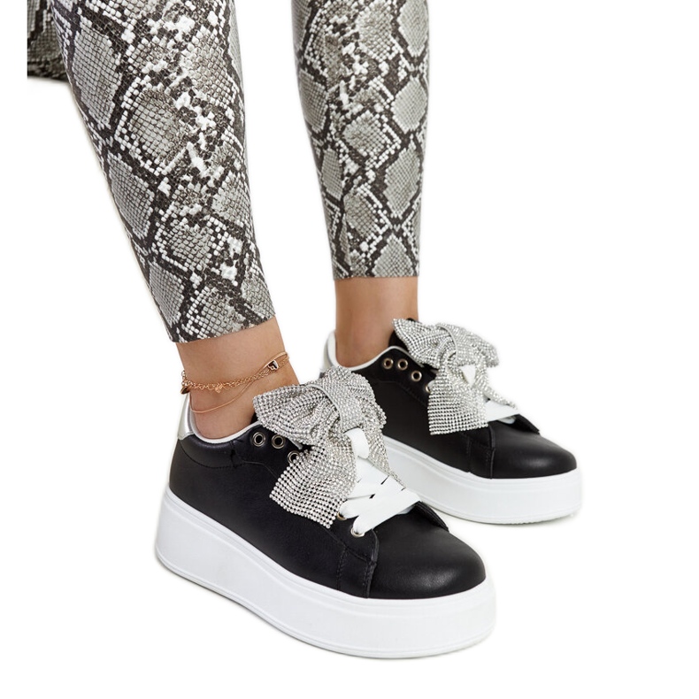 Baskets noires sur plateforme haute Rensje le noir