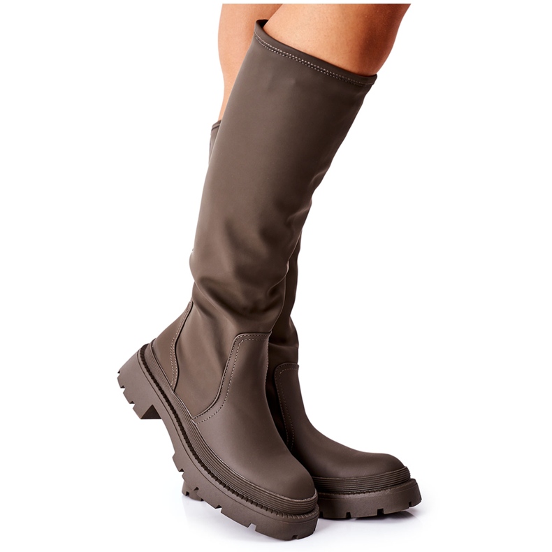 S.Barski Bottes hautes féminines Green vert