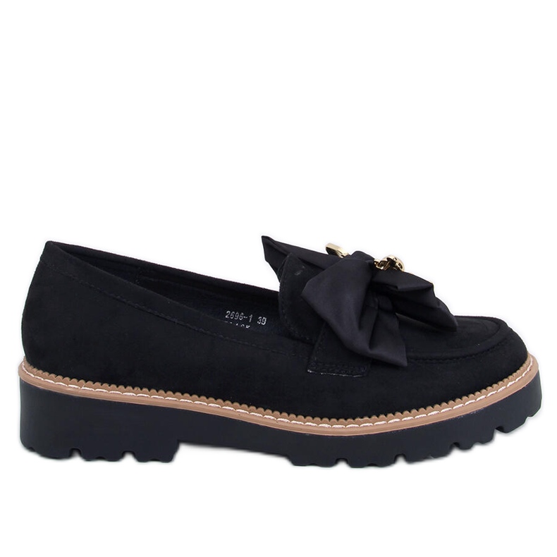 Mocassins Pennsy Black avec ours en peluche décoratif le noir