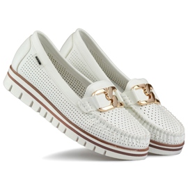 Mocassins ajourés femme confortables et élégants, chaussures ajourées blanches