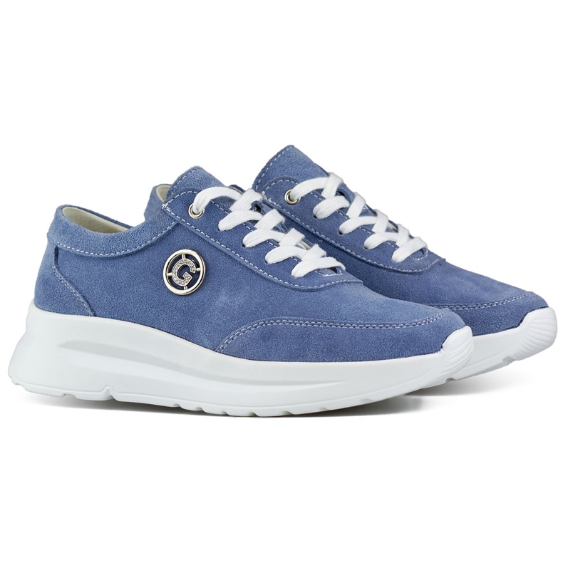 Baskets pour femmes en cuir naturel couleur jean bleu Baskets pour femmes en cuir naturel couleur jean bleu