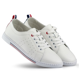 Baskets blanches pour femmes en cuir naturel, chaussures en cuir pour femmes
