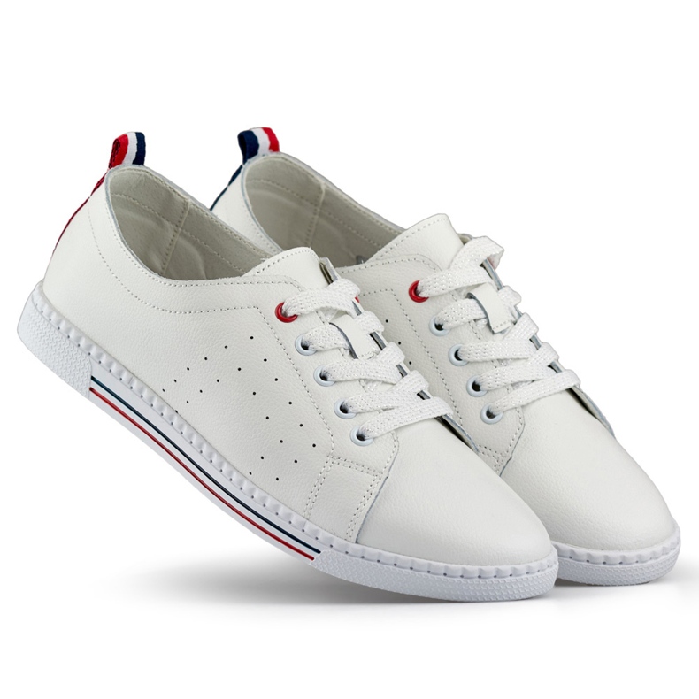 Baskets blanches pour femmes en cuir naturel, chaussures en cuir pour femmes