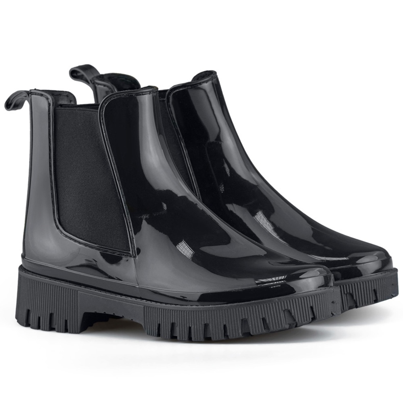 Bottines Wellington femme noires à semelle épaisse le noir Bottines Wellington femme noires à semelle épaisse le noir