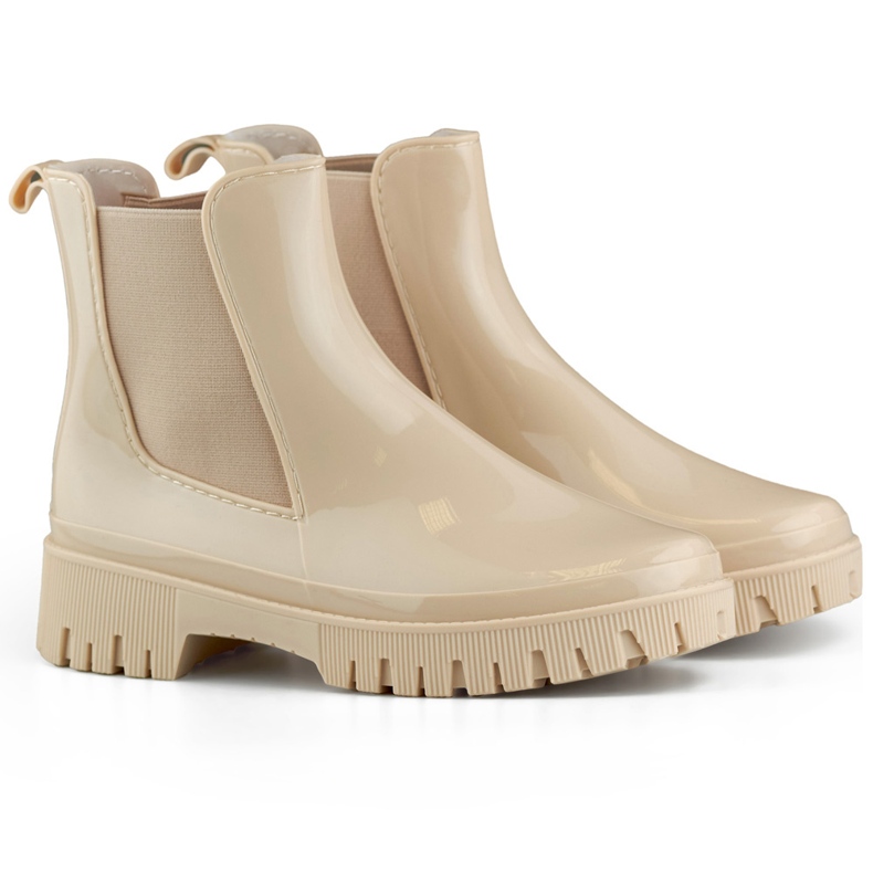 Bottines Wellington femme beiges à semelle épaisse Bottines Wellington femme beiges à semelle épaisse