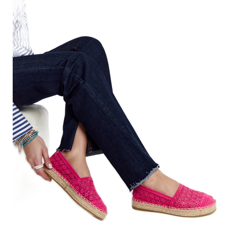 Espadrilles en dentelle rose foncé sur la plateforme Samra